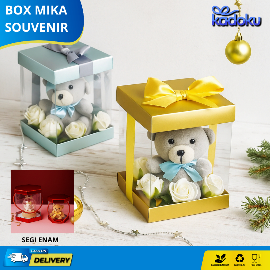 Gift box / Box Mika Kotak SegiEnam  / Kotak Hadiah Mika / Box Transparan Mika Bening Elegan Souvenir