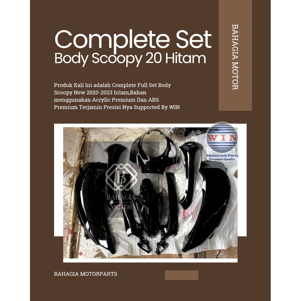 Paket Full Komplit Complete Set Body Kasar Halus  Honda Scoopy New 2020 2021 2023 Hitam Original WIN