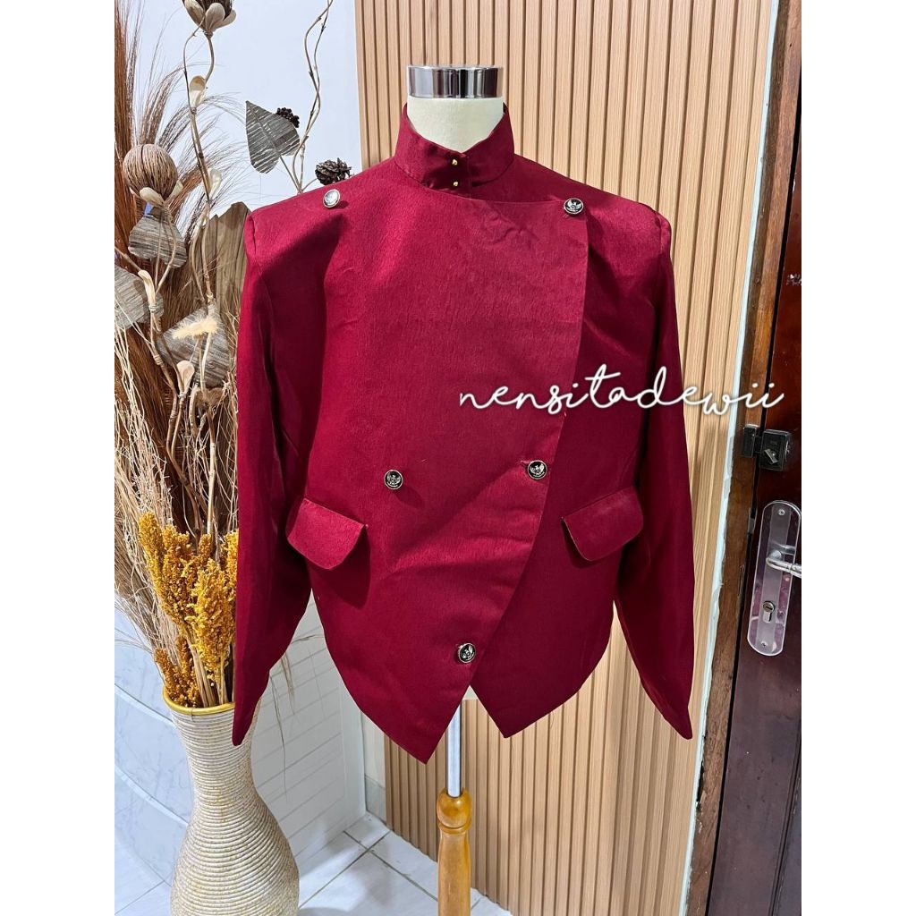 [Premium] Beskap Adat Jawa / Beskap Solo Pres, Polos - Maroon
