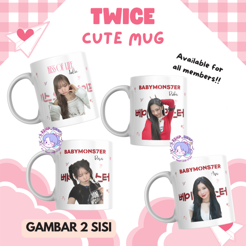 

[MOHON TAMBAH BUBLE WRAP] MUG GELAS CANGKIR Twice Chaeyoung JeongYeon Mina Tzuyu Momo Dahyun Nayeon Sana