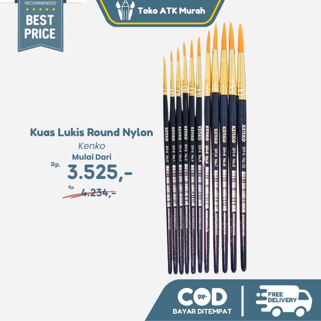 

Brush Kuas Kenko Cat Air Cat Minyak Lukis Acrylic BR-10 - Kuas Round Bulat