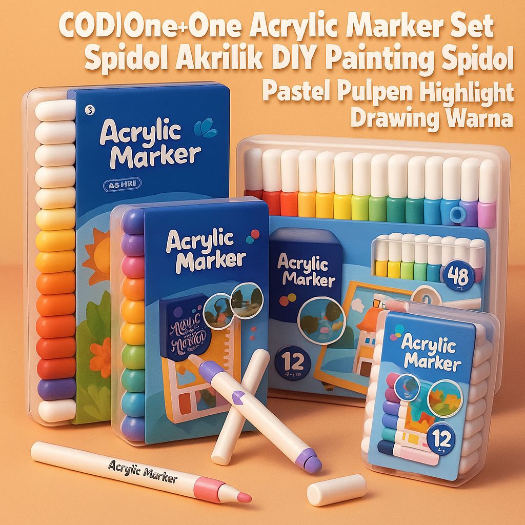 

[COD] Blueboo Acrylic Marker Set – Spidol Akrilik Warna Pastel untuk DIY, Melukis, dan Highlight | Tiny Tots