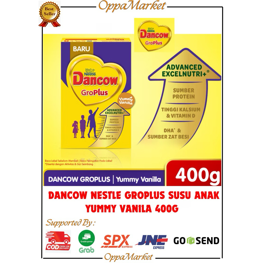 

Dancow Nestle Groplus Susu Kalsium Anak Rasa Yummy Vanilla 400G