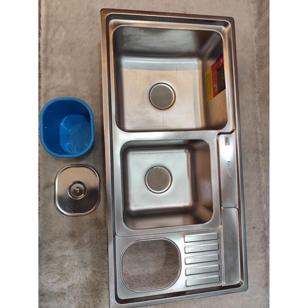 Bak Cuci Piring Walnut 2 Lubang Stainless