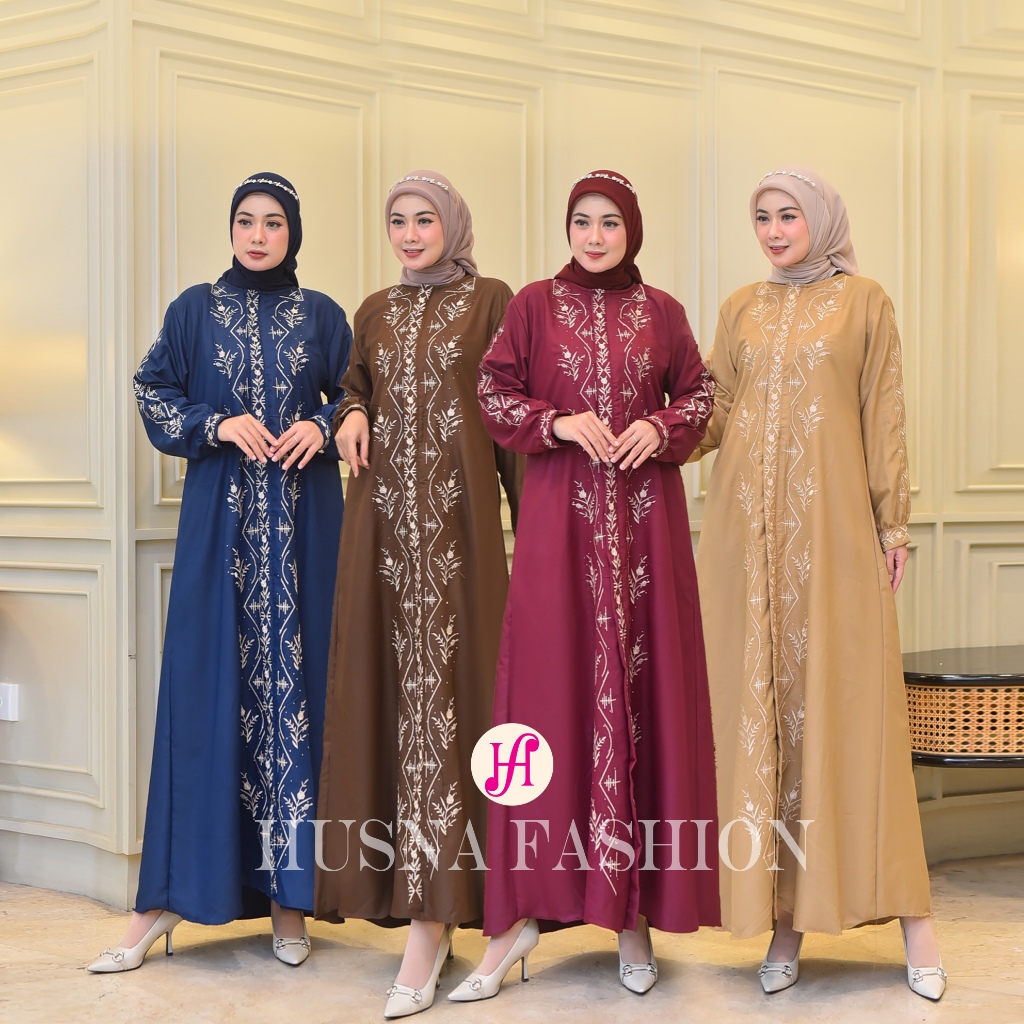 Gamis bordir katun Elegan Premium - Gamis wanita dewasa/remaja katun bordir