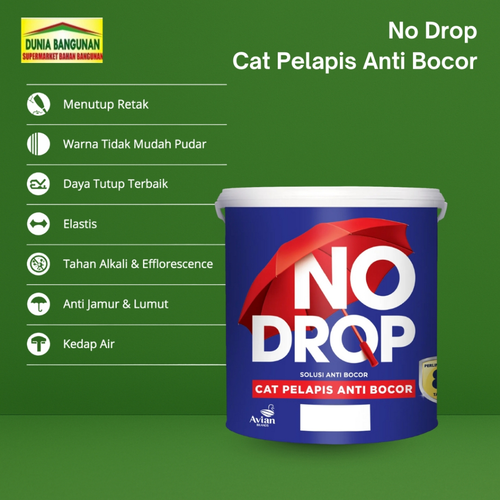 Cat Tembok Pelapis Anti Bocor No Drop 25 KG Banyak Warna