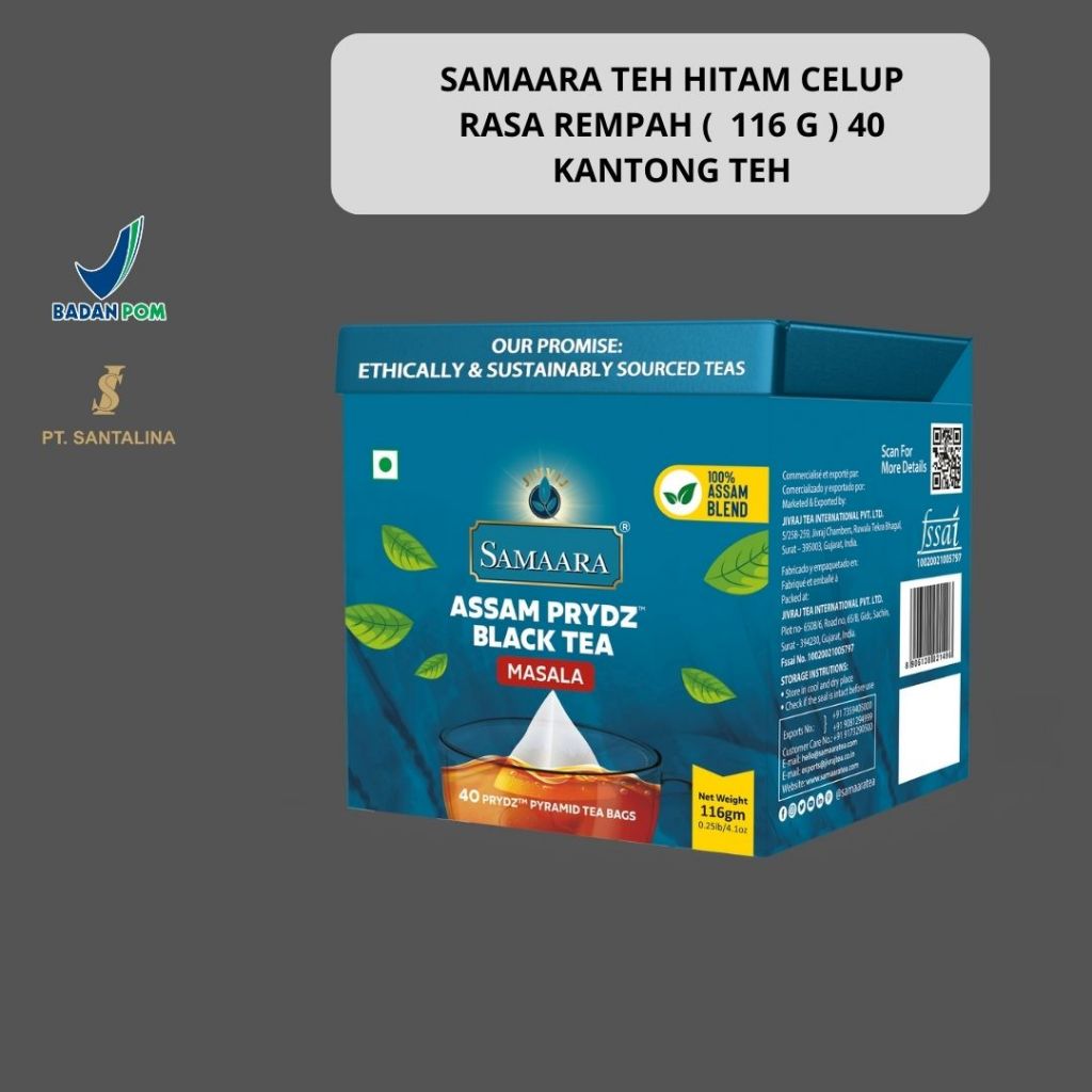 

SAMAARA TEA TEH CELUP RASA REMPAH BOX (116G, 40 TEABAG) TEH INDIA AROMA KHAS REMPAH