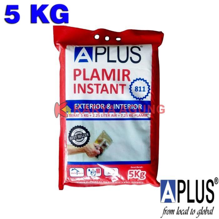 Aplus Plamir Instant 5KG Exterior & Interior 811 / Mortar Acian 5 KG Dinding Tembok Tanpa Lem