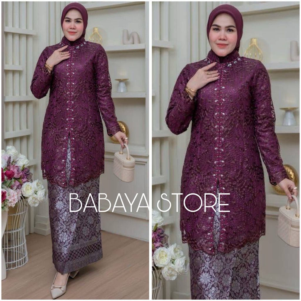Tunik Kebaya Brokat Tile Modern Elsa Fayet Elegan untuk Kondangan & Pesta Wanita