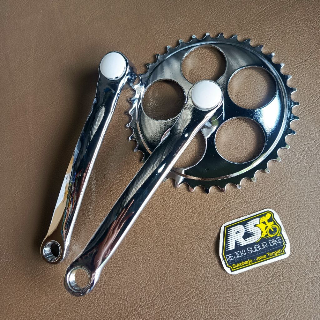crank sepeda 36t silver chrome steel MTB federal fixie comuter bike