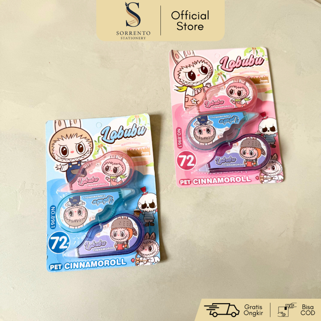 

Set 3 pcs Correction Tape Labubu - Tipe X Kertas Labubu