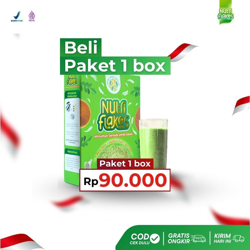 

Nutriflakes Sereal Umbi Garut – Solusi Ampuh Atasi Asam Lambung, Maag, GERD | Halal & BPOM