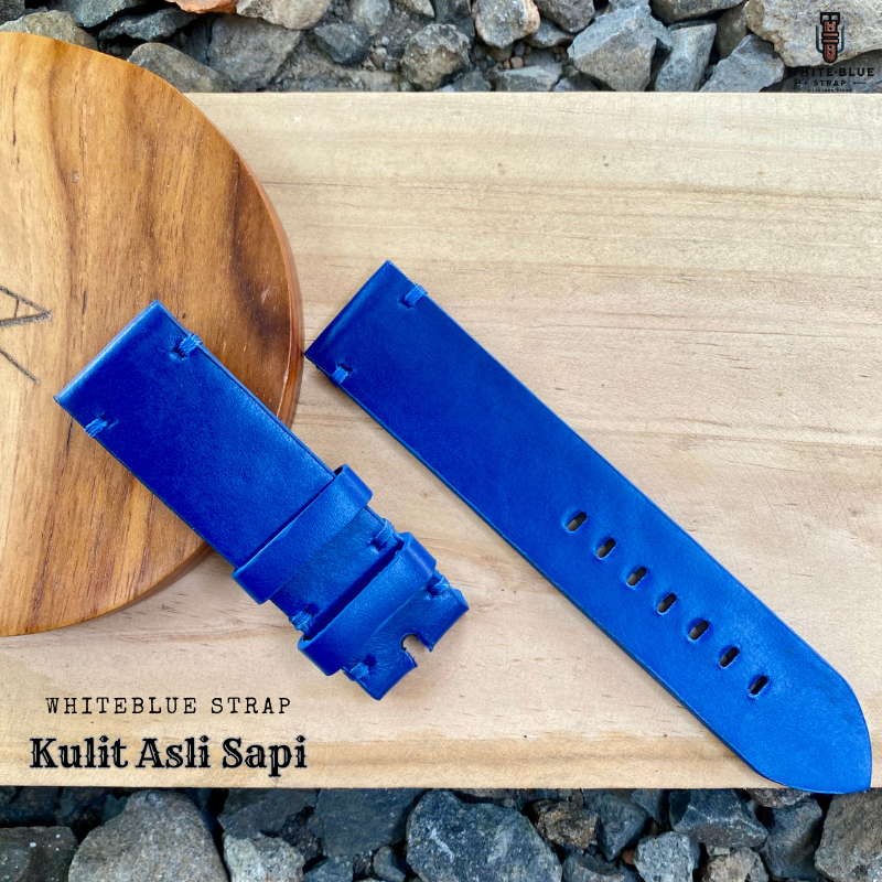 Tali Jam Tangan Kulit Asli Sapi Warna Biru – Strap Cowhide Leather Handmade – Cocok untuk Semua Jeni