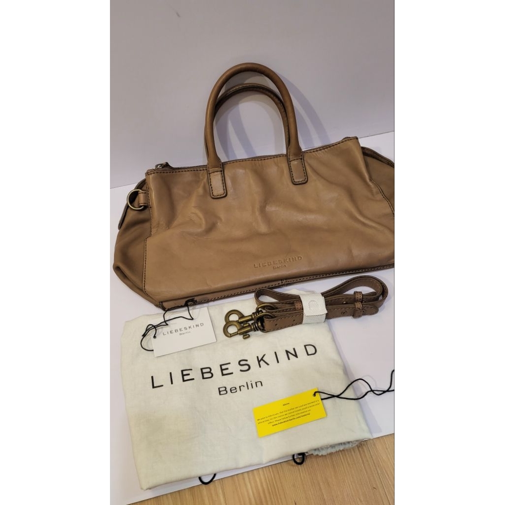 LIEBESKIND BERLIN Leather Satchel Bag, Caramel Brown Colour (PRELOVED) /  LIEBESKIND Hand Bag with l