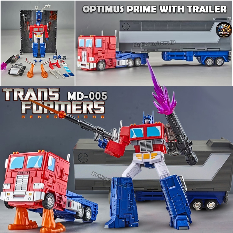 Action Figure Robot Optimus Prime Trailer Truck Kontainer LED Transformers G1 KO SS86 Not Hasbro