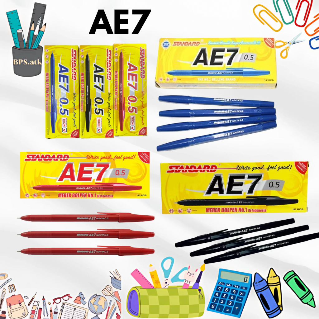 

(12 PCS) Pulpen Standard AE7 Pena Pen Murah 0.5 mm Standard AE-7