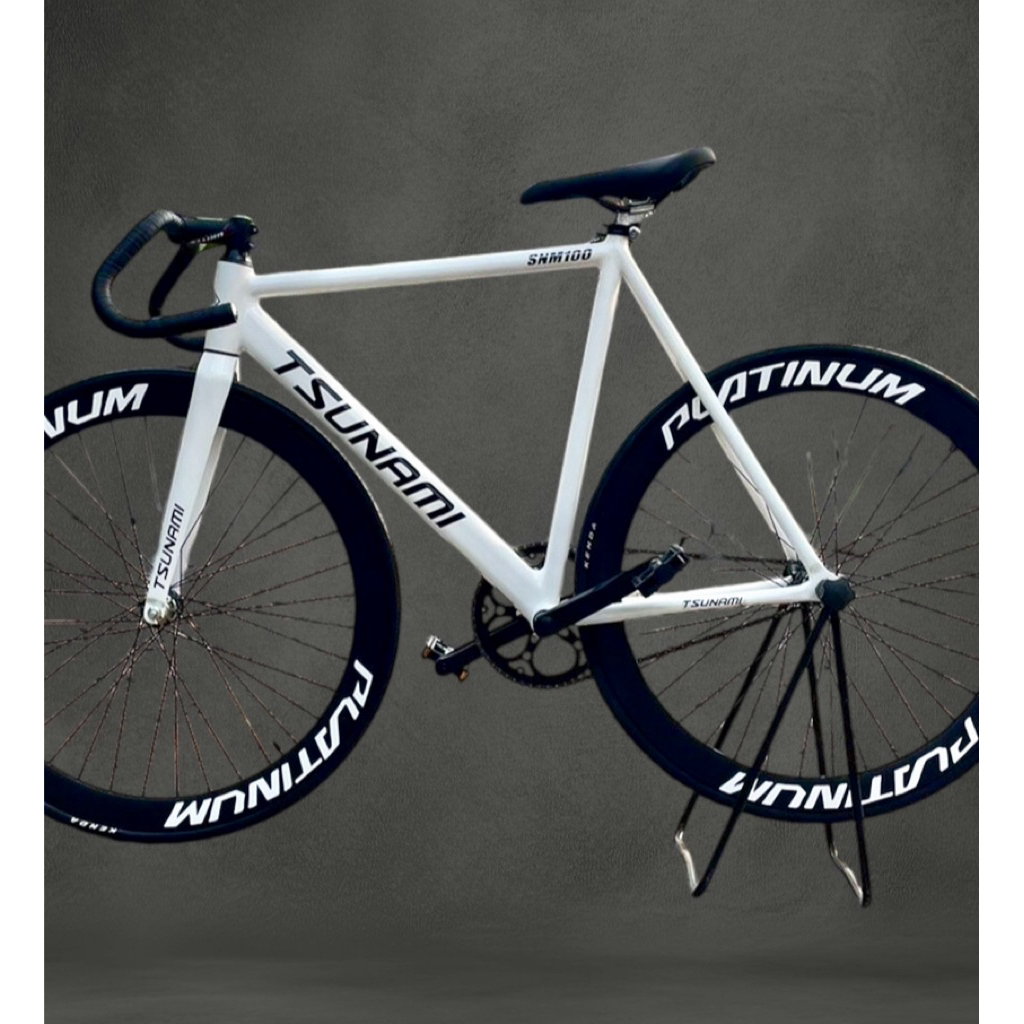 Sepeda Fixie fullbike Tsunami Putih snm100 ,siap pakai