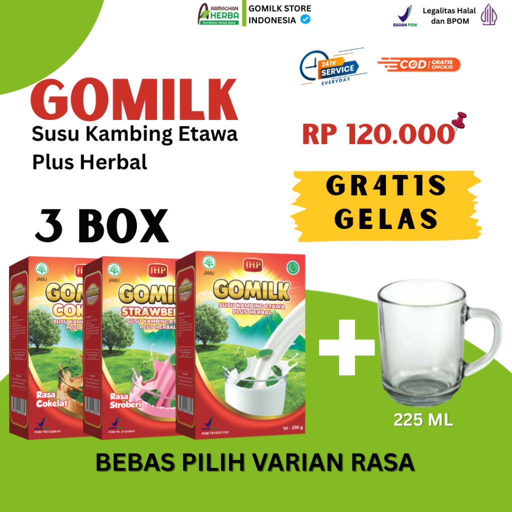 

(FREE GIFT) SUSU KAMBING ETAWA PLUS HERBAL MENGURANGI GERD, ASAM LAMBUNG, DAN MAAG