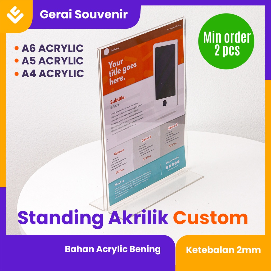 

Display Menu Standing Akrilik Acrylic Papan Tempat Meja Minimalis Untuk Brosur Ukuran A6 A5 A4