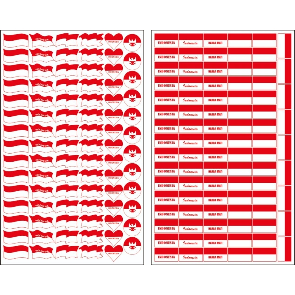 

STIKER BENDERA MERAH PUTIH PERLEMBAR/STIKER PIPI BELUM DIPOTONG