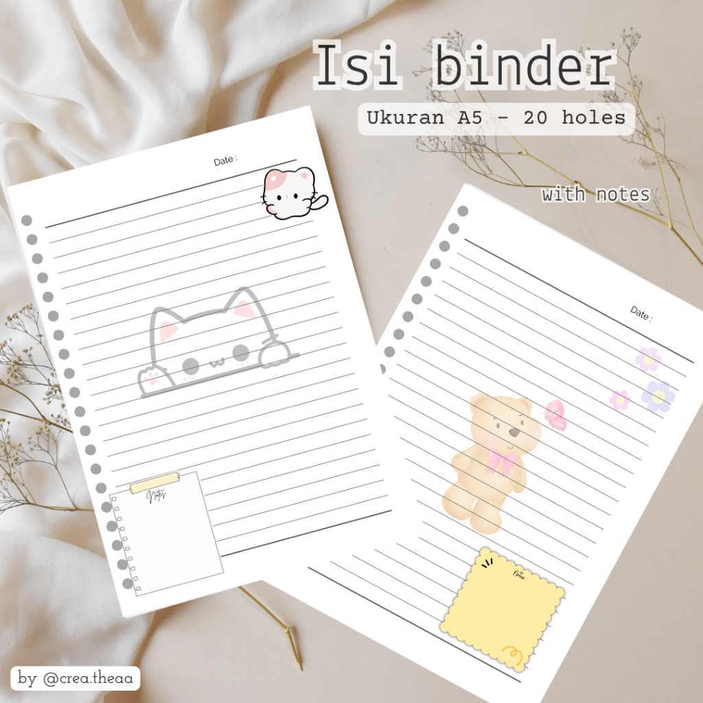 

A5 Loose leaf motif with box notes| Refiil Binder | Isi Binder Buku Bergambar | Isi Notepad Estetik