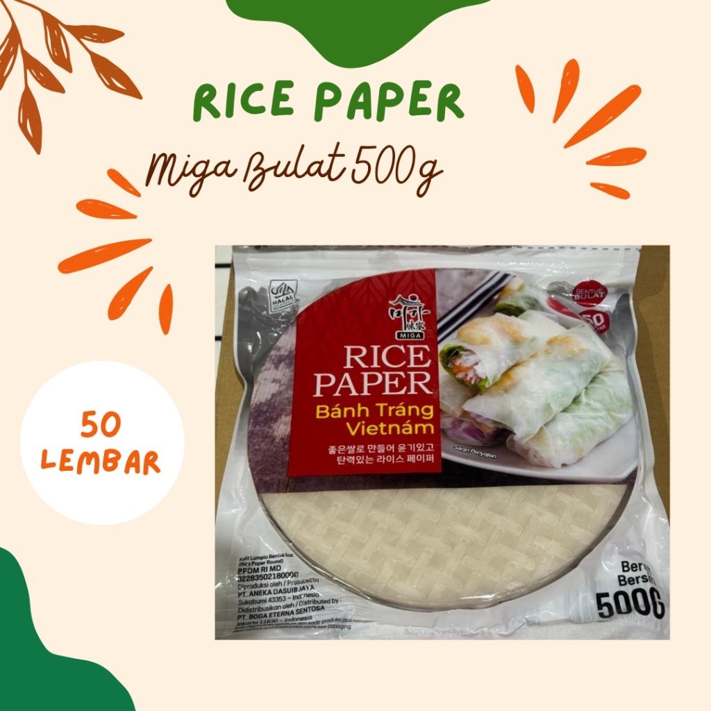 RICE PAPER MIGA BANH TRANG VIETNAM 50 LEMBAR|500GRAM/HALAL