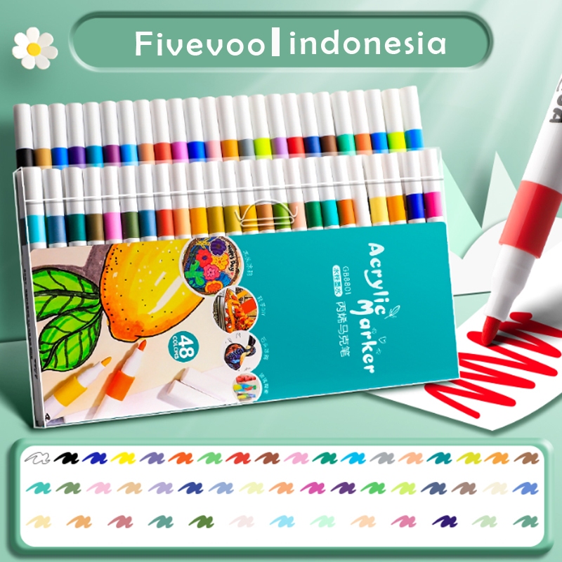 

[READY] FIVEVOO Acrylic Marker Set for Creative Art Education - Fast-Drying Water-Resistant Pen Akrilik 36/48/60/80 Colors