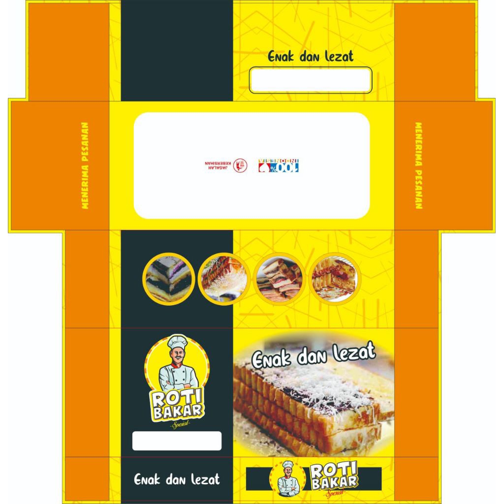 

100 Lembar Kertas Kemasan Roti Bakar Laminasi Ukuran 20x9x7 cm / dus roti bakar / box roti bakar / wadah roti bakar / kotak roti bakar murah