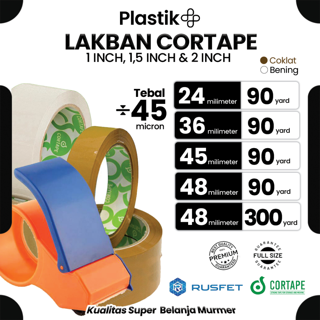

Lakban Cortape Coklat & Bening Tape Cutter Harga Satuan Ecer Cortape Rusfet Termurah