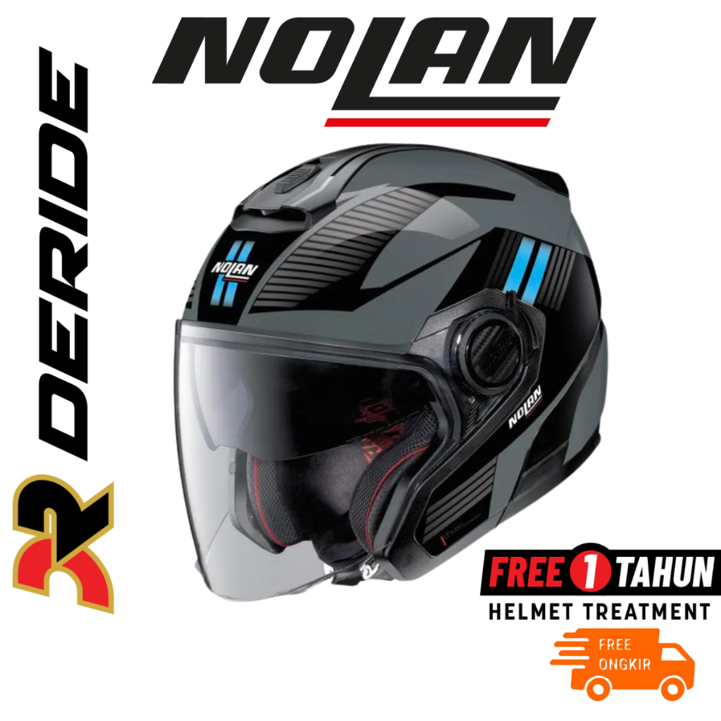 Nolan N40-5 Crosswalk Ncom 034 Slate Grey Helm Half Face Double Visor SNI Original