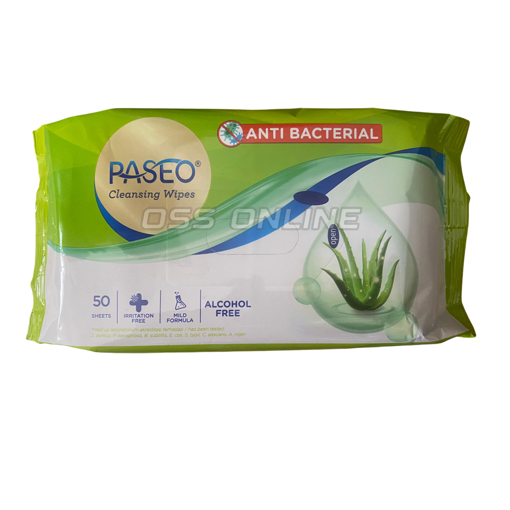 TISSUE PASEO CLEANSING WIPES ANTI BACTERIAL 50’S PASEO TISSU TISU PASEO WET BASAH 50 SHEET