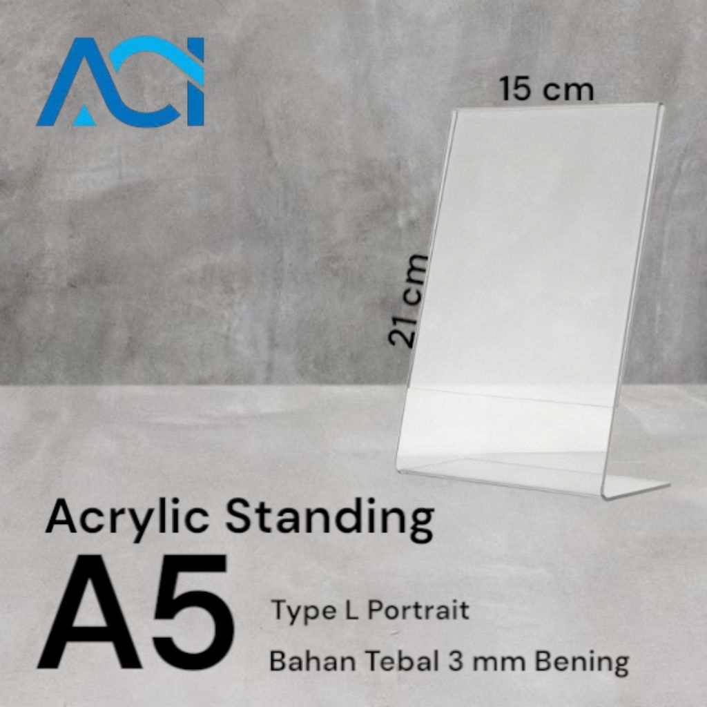 

Akrilik Standing/Akrilik Tent Holder/Tempat Brosur/Akrilik Tent Card A5 L Portrait 3mm