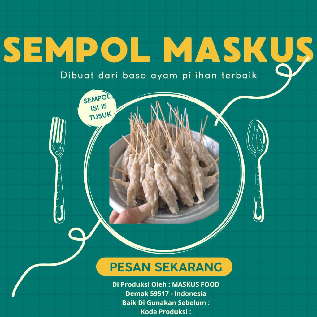

( Kirim Instan ) Sempol Maskus Demak Kemasan Frozen Isi 15 Tusuk Enak Gurih