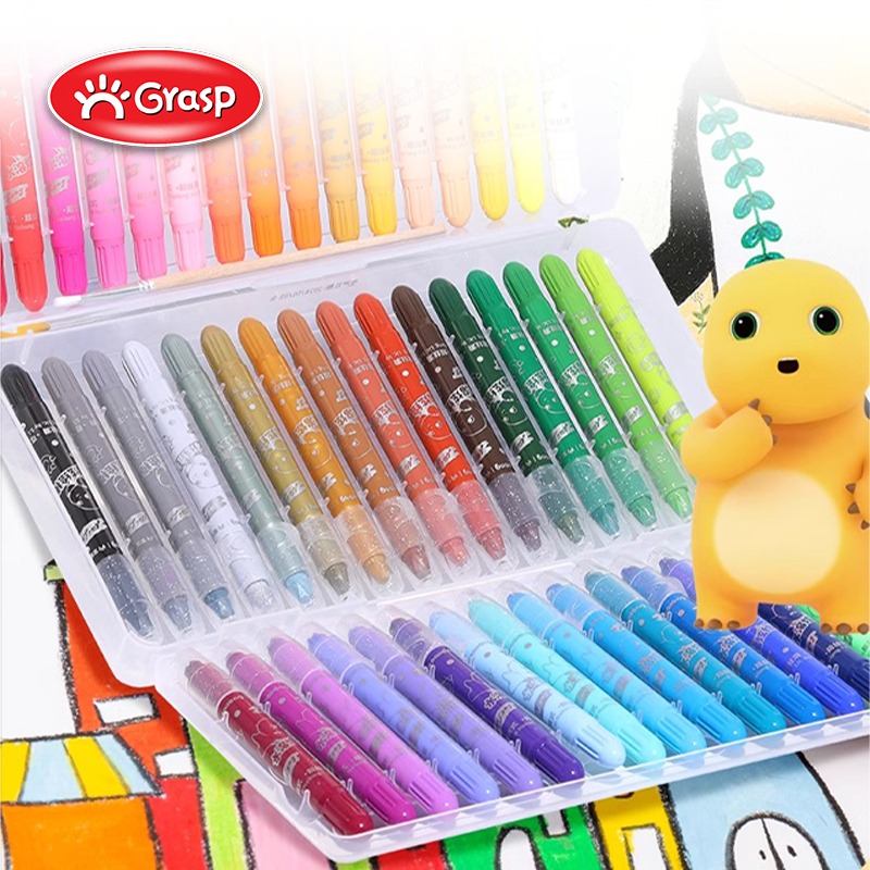 

GRASP Silky Crayon Lukis 12/24/36/48 Warna Krayon Water Soluble Warna Cerah Tidak Mengotori Tangan Free Brush Putar OPS001