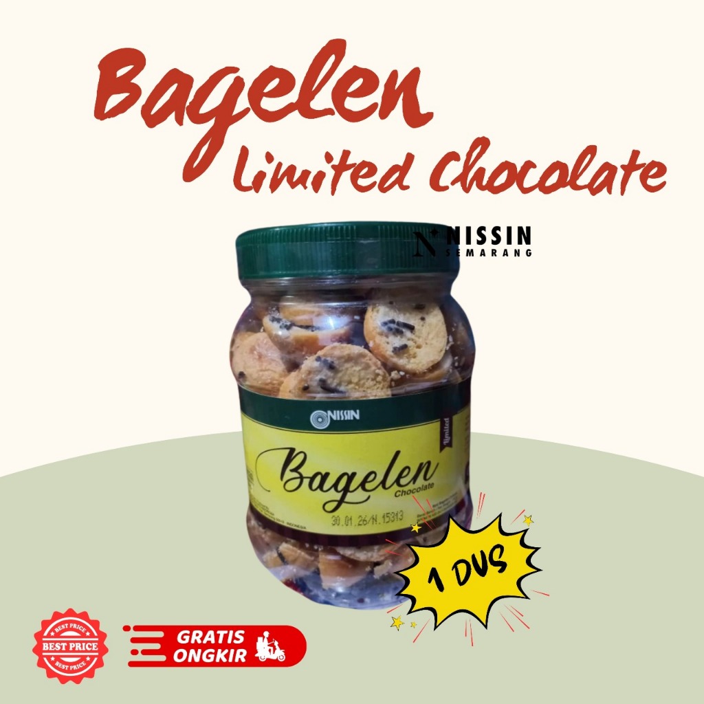 

Nissin Bagelen Chocolate Limited 150 gr Bagelen Coklat 1 KARTON isi 6 Toples