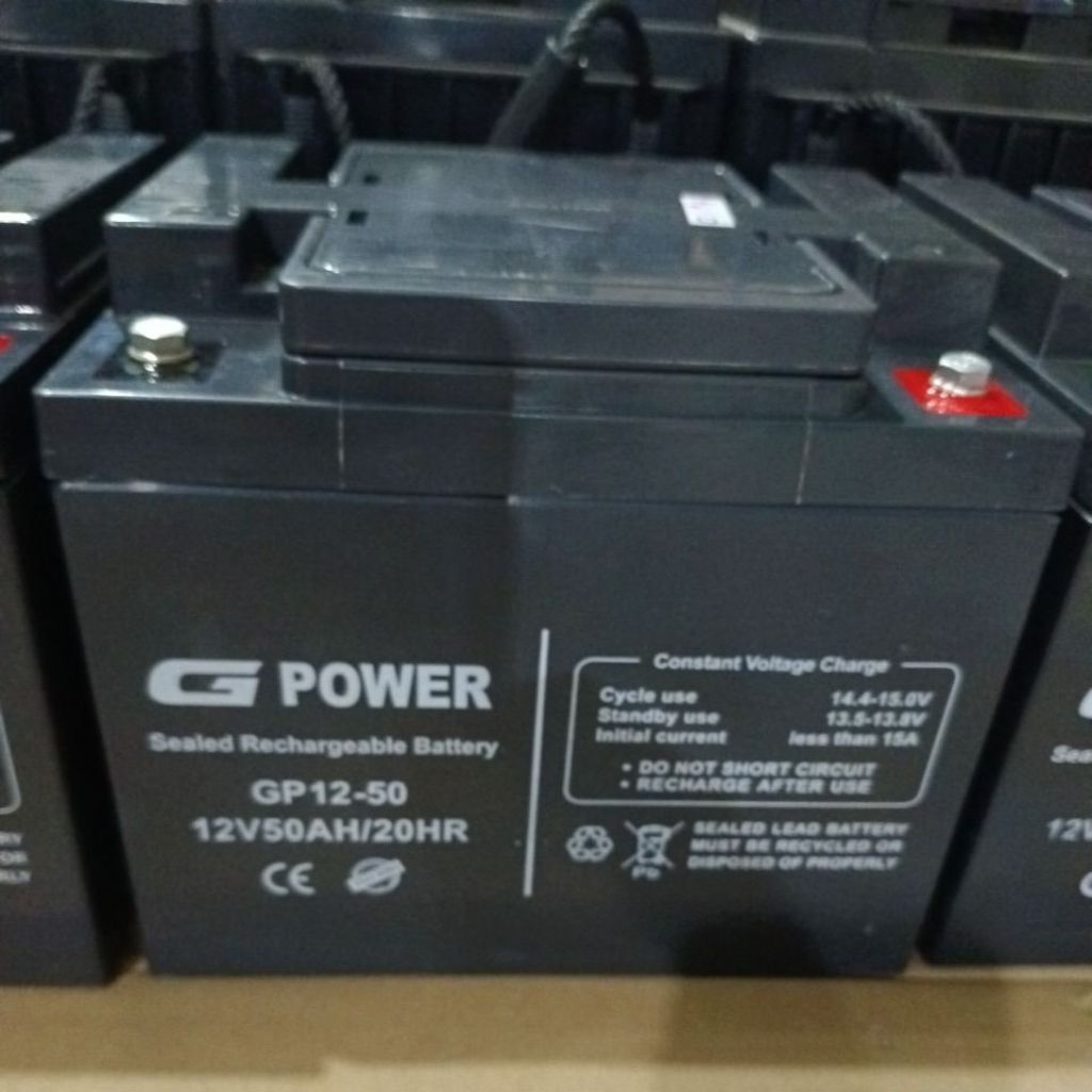 battery vrla merk Gpower 12v50 AH suport plts, pju, backup ups