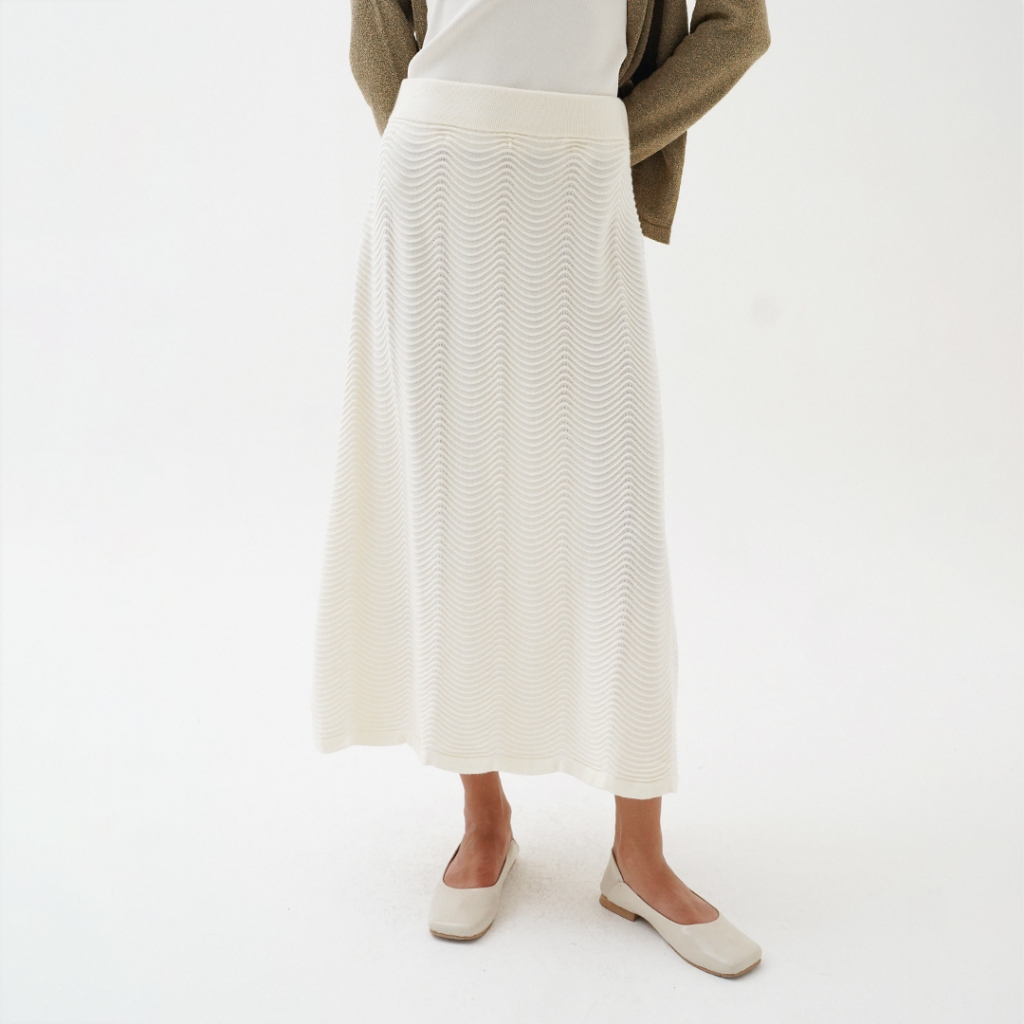 Mississippi Textured A Line Midi Skirt Rok Midi I31000326M Offwhite