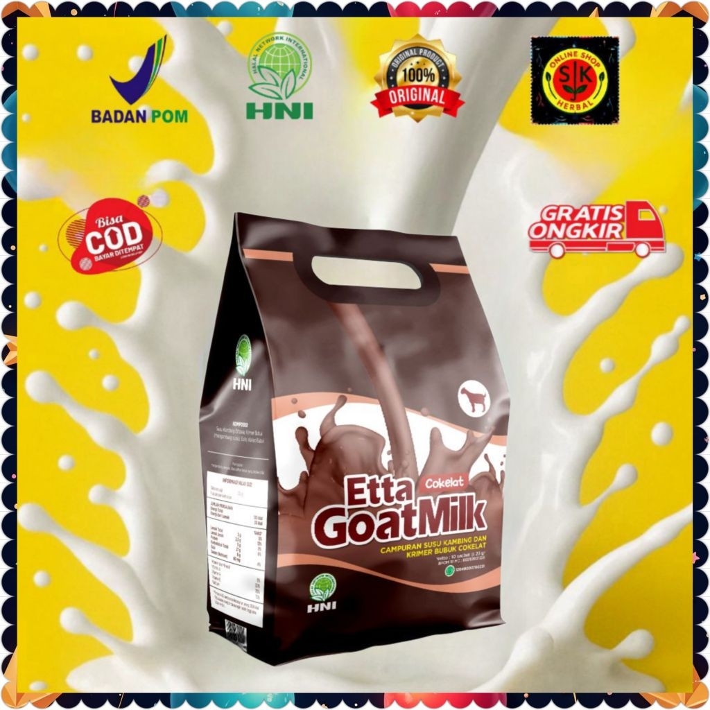 

Susu Etta GoatMilk Coklat 1 Bungkus 250 gr ( 10 Sachet @ 25 gr )