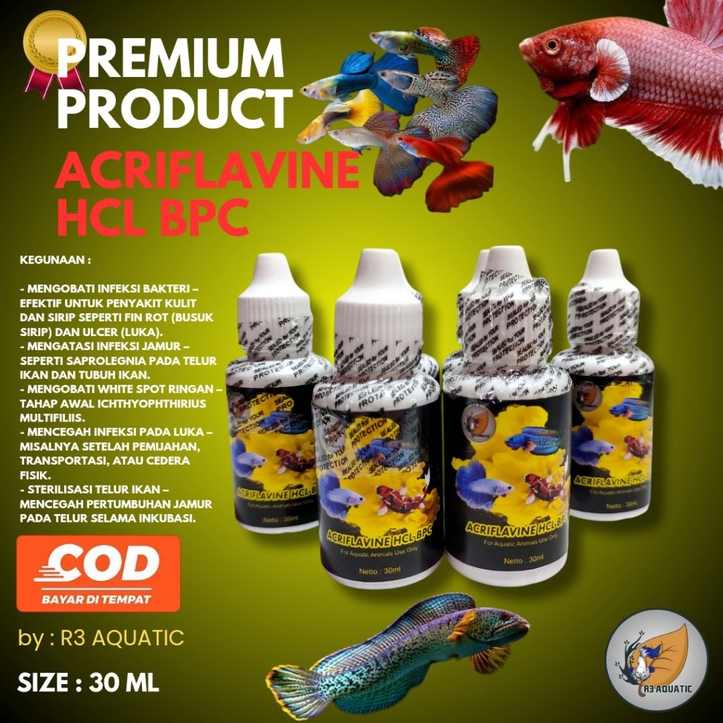 Acrivlafine Hcl Bpc 30ml Obat Kuning Obat Ikan Hias Pembasmi Jamur Original