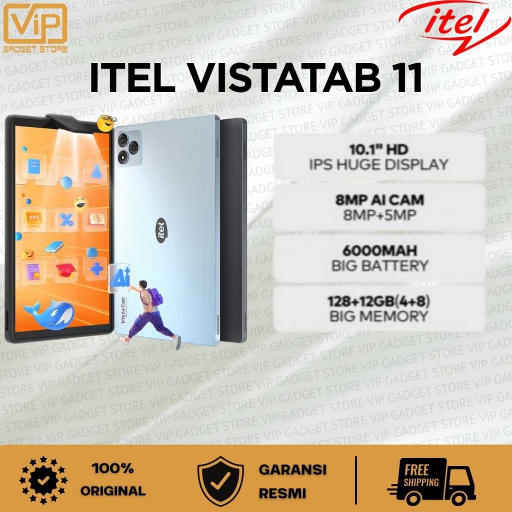 Itel Vista Tab 11 RAM 4+8/128GB  Baterai 6000mAh