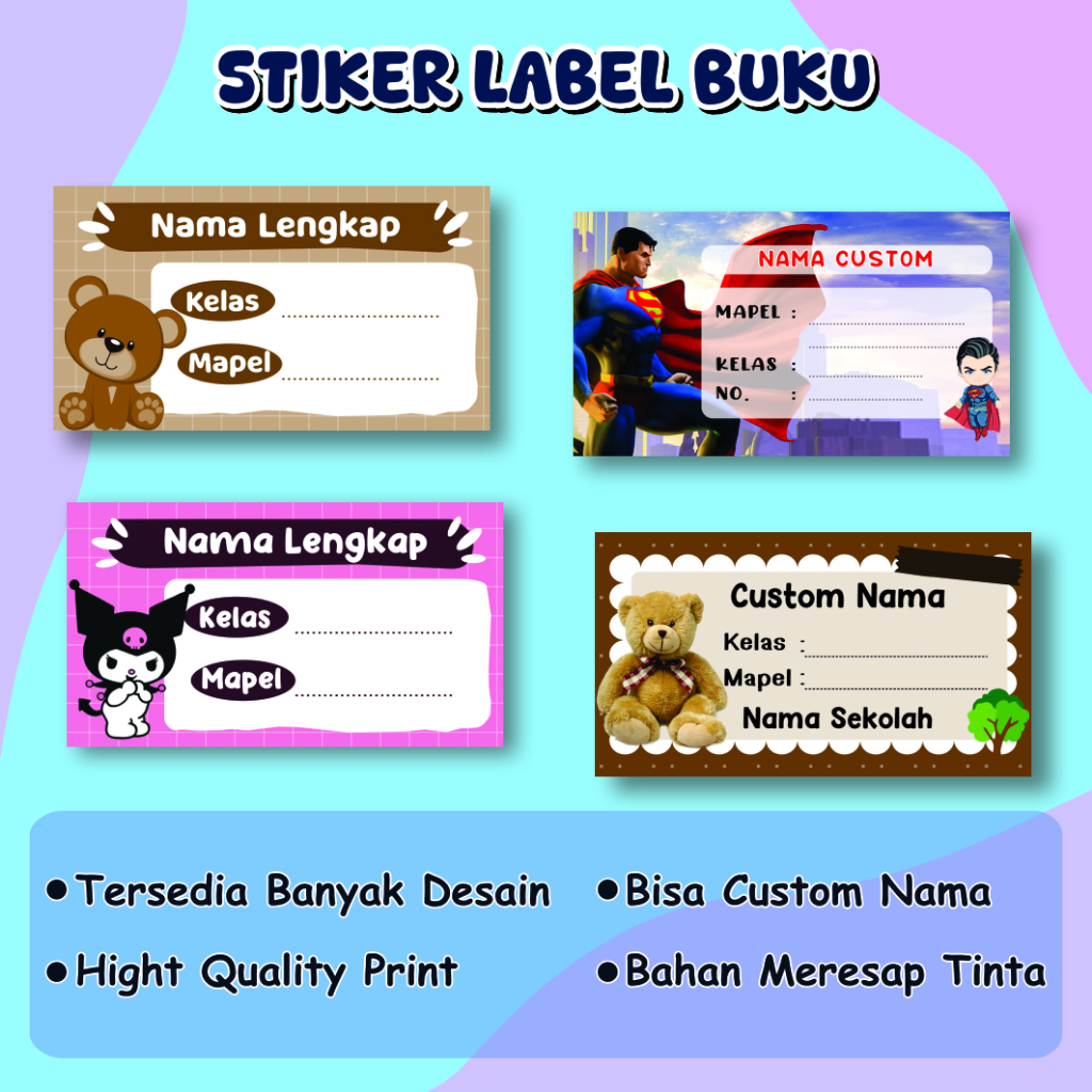 

Sticker Buku Tulis Sekolah | Stiker Buku Nama Custom | Stiker Buku Mapel | Stiker Mapel | Stiker Label Nama Buku