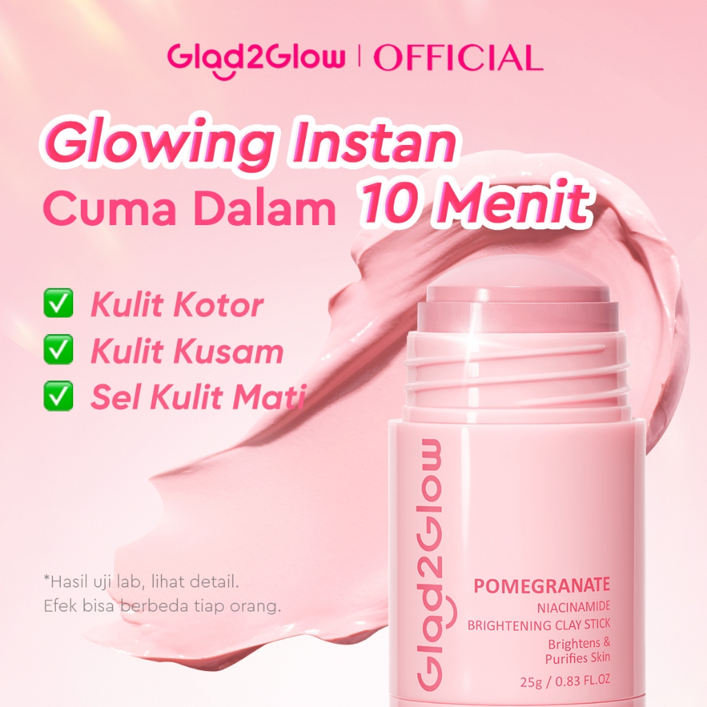 Glad2Glow Pomegranate Niacinamide Brightening Clay Stick Masker Glad2Glow Masker Wajah  Masker Brigh