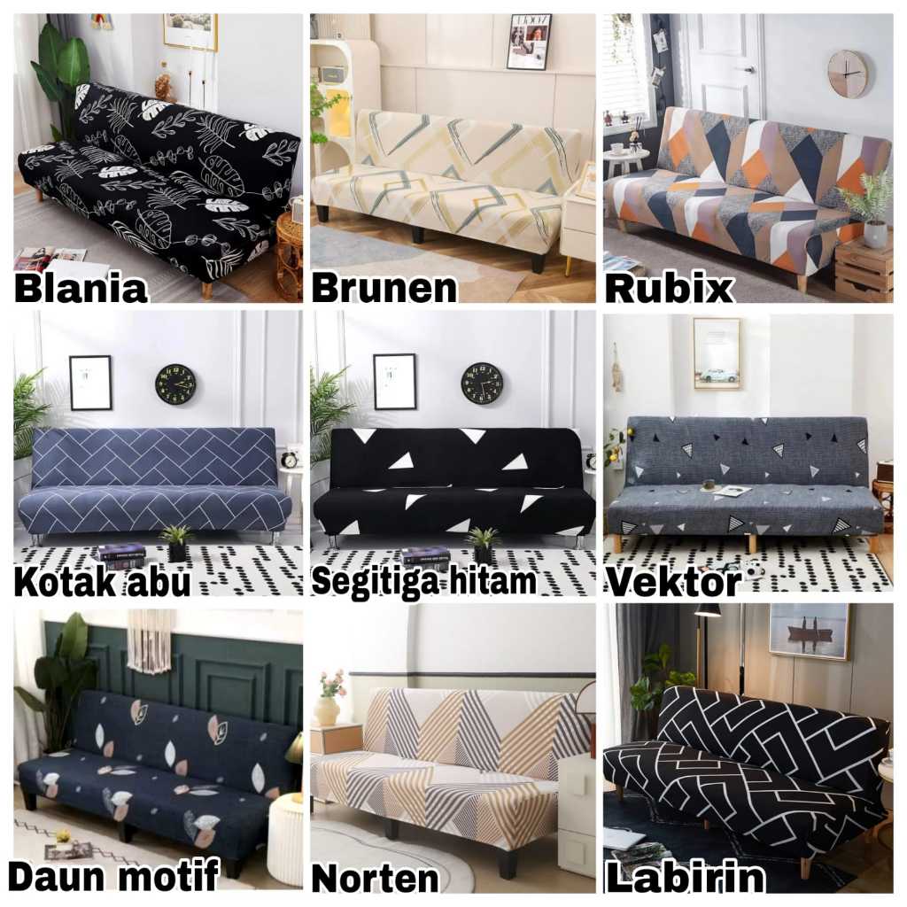 Cover sofa bed INFORMA elastis-Sarung PENUTUP sofa bed STRECTH motif