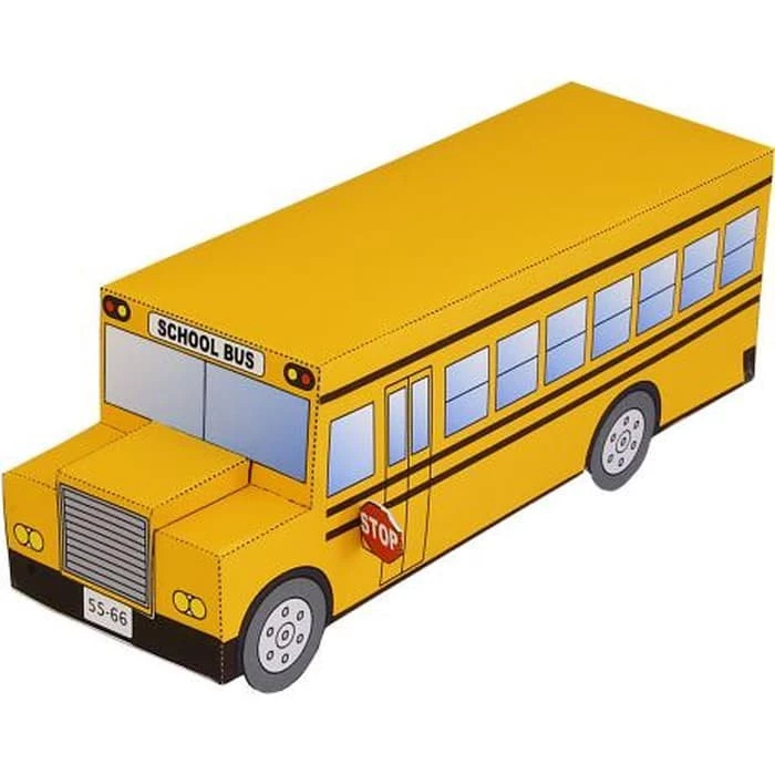 Papercraft Cetak Pola Kertas Bus Kuning