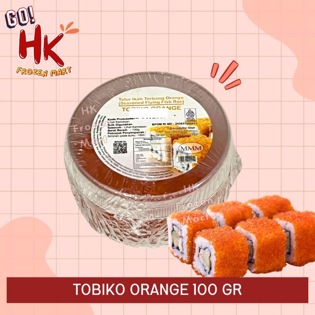 

INSTAN ONLY Tobiko Orange 100gr / Telur Ikan Terbang Premium sushi flying fish roe HK FROZEN MART
