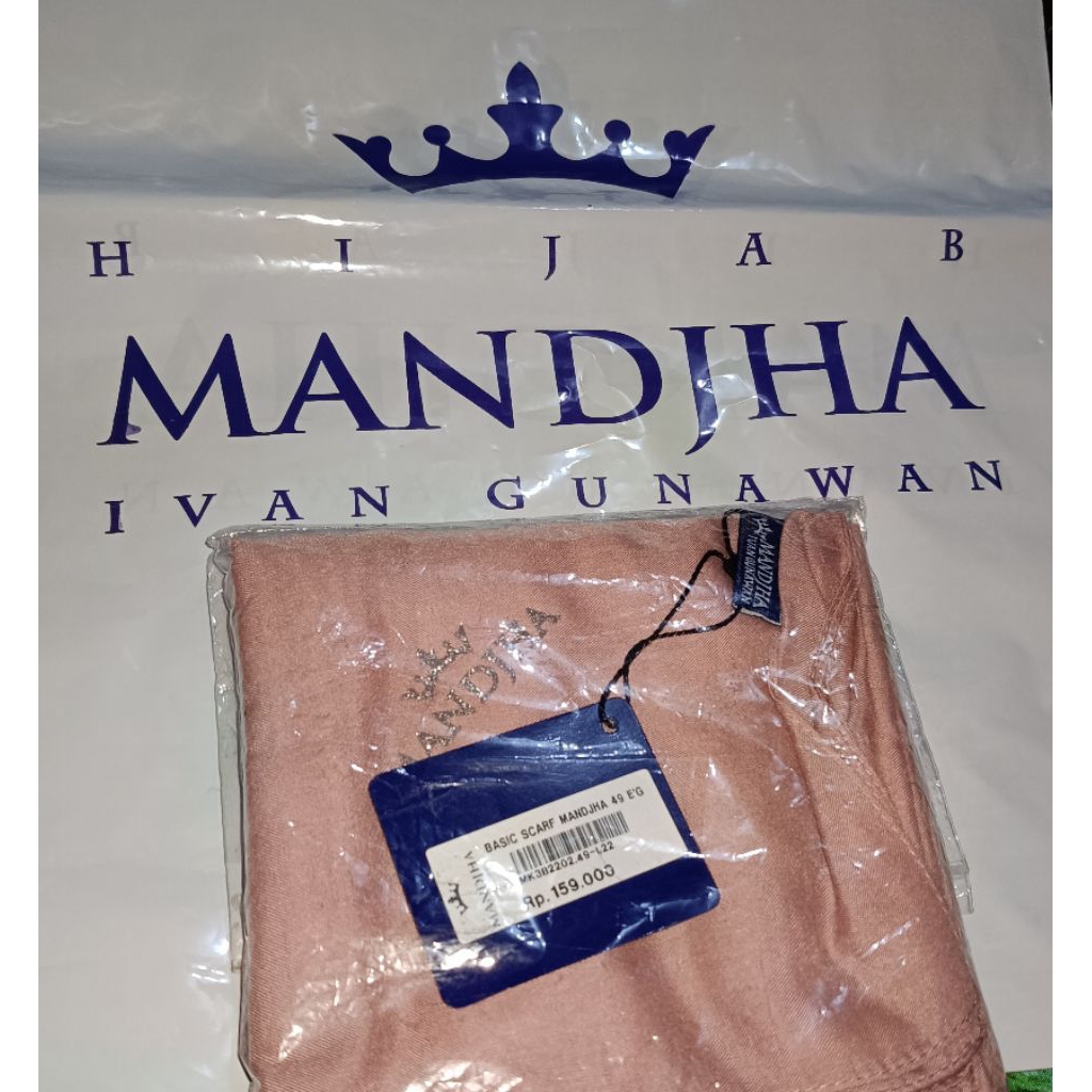 Mandjha Polos Hijab Ivan Gunawan Scarf Original Kode 49 Essentials Dusty Pink,Produksi Black,Navy,Gr