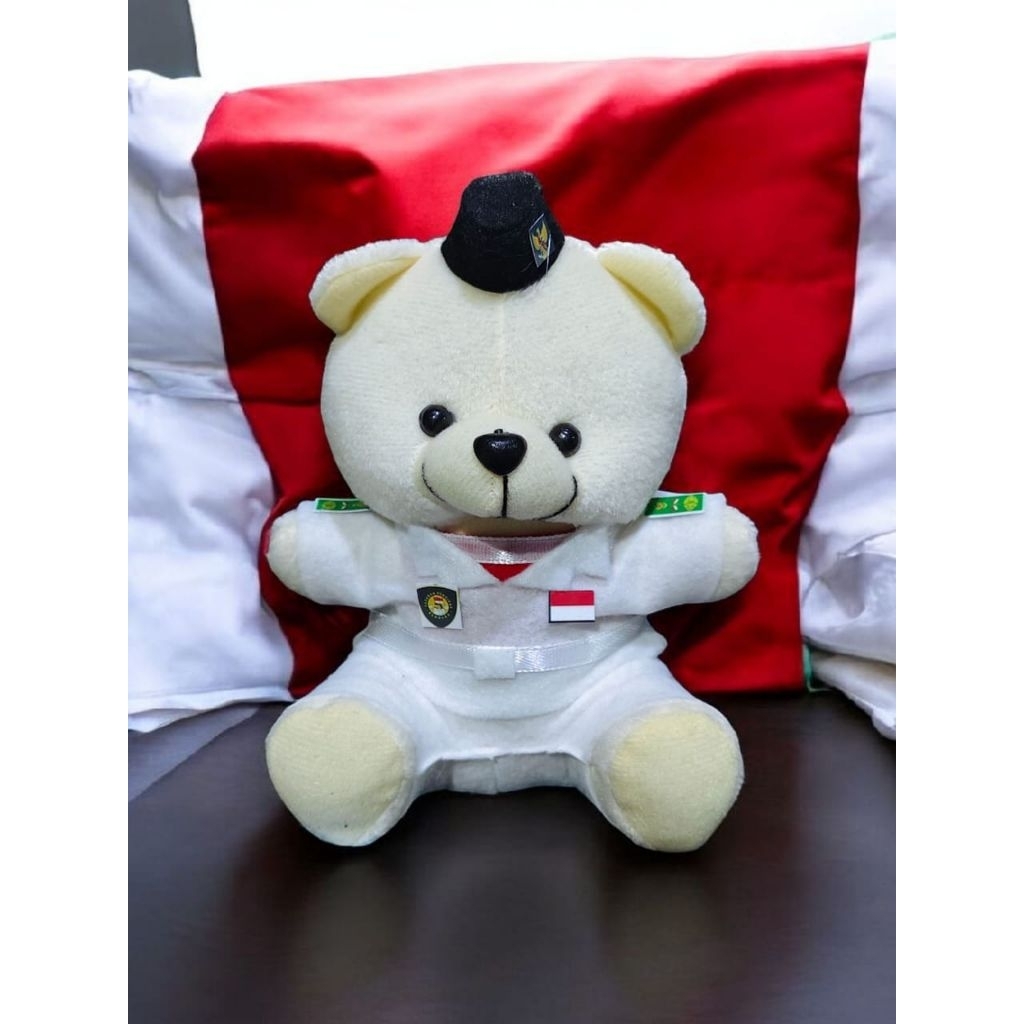 Boneka beruang paskibra 15cm