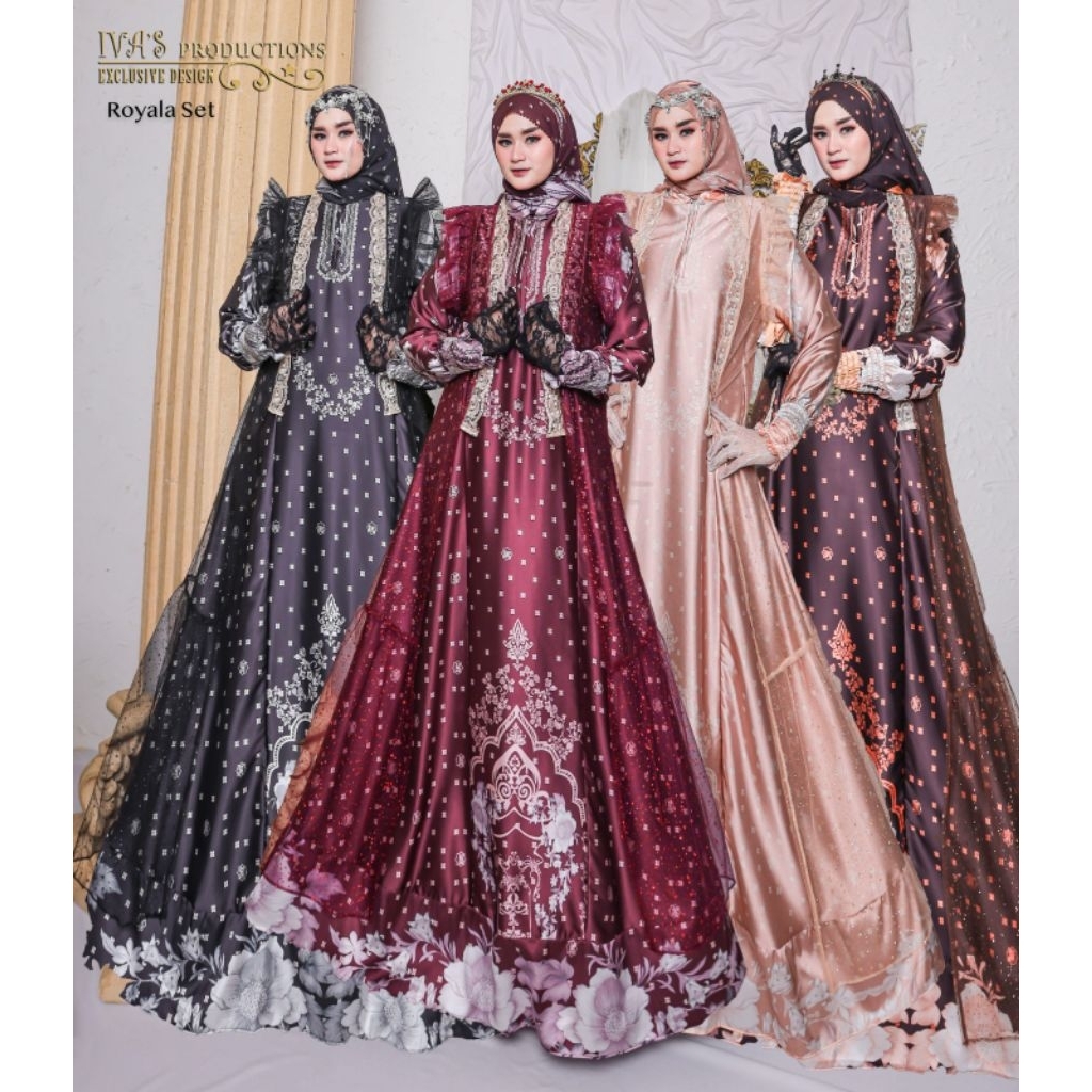Royala Set by Iva's Production gamis set scarf premium gamis printing kekinian HQ gamis fashion mewa