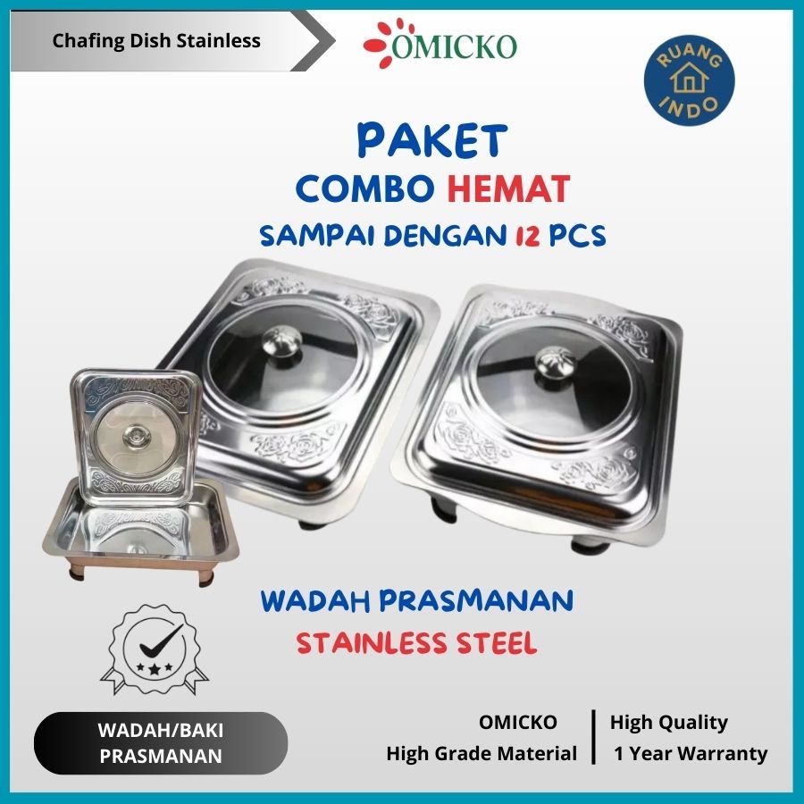 Paket Murah Chafing Dish Stainless – Wadah Prasmanan Makanan Catering, Anti Karat & Tahan Panas - Wa