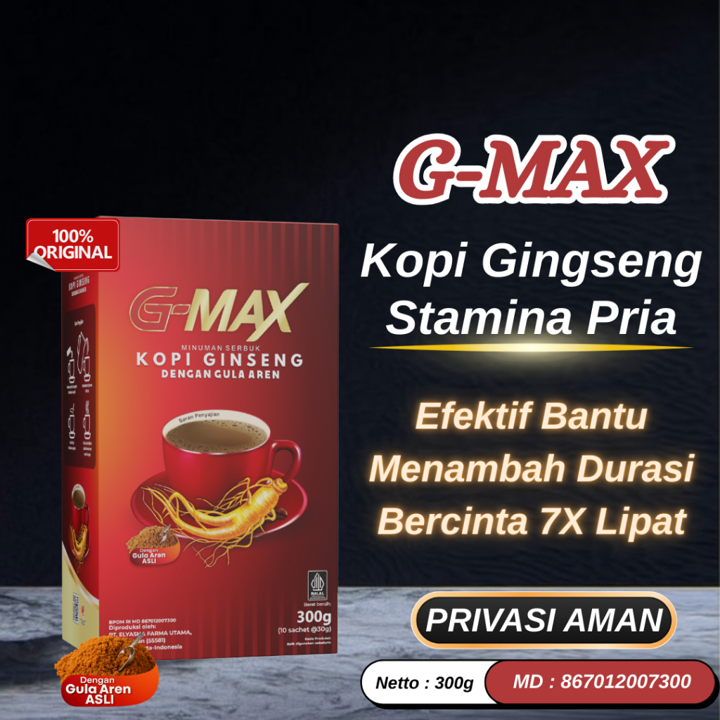 

Kopi G-Max Kopi Gingseng Stamina Pria Dengan Gula Aren Original Bpom Halal